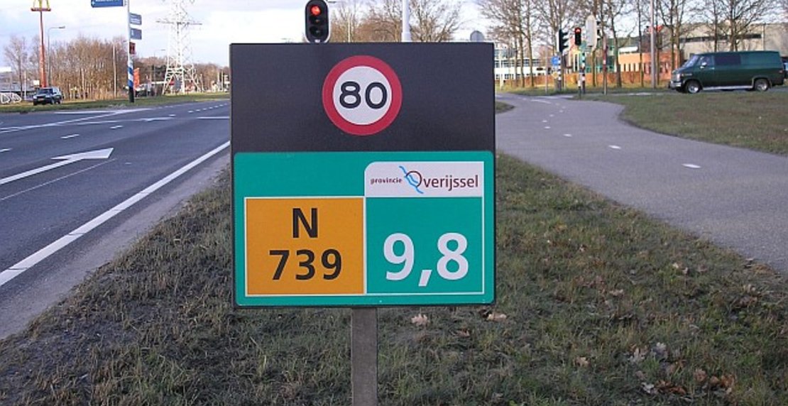 hectometerbord N739 9,8km 80km/uur provincie Overijssel