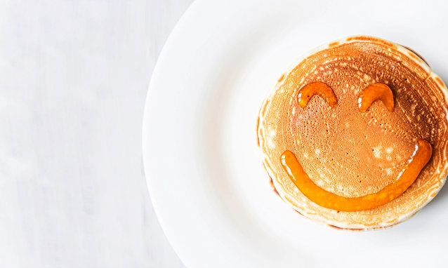 Fresh,Classic,Pancake,Stacked,In,Stack,On,Gray,Background,With